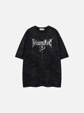 DAXUEN Oversized short-sleeved crew neck t-shirt with thorn print