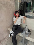 DAXUEN Starry ruffled peplum t-shirt — model photo