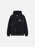 DAXUEN Oversized full-zip hoodie with starry splatter design