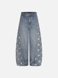 DAXUEN Light blue wide-leg balloon jeans with star print