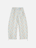 DAXUEN Cream wide-leg pants with star print and embroidery