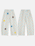 DAXUEN Cream wide-leg pants with star print and embroidery