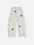 DAXUEN Cream wide-leg pants with star print and embroidery