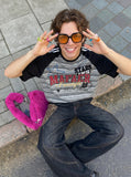 DAXUEN Men's oversized short-sleeved striped t-shirt — model photo