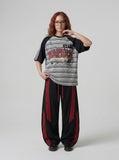 DAXUEN Men's oversized short-sleeved striped t-shirt — model photo
