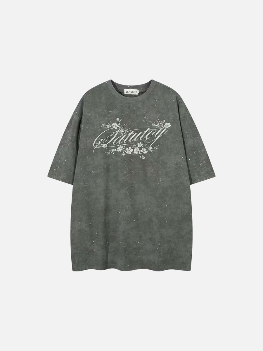DAXUEN Oversized crew neck t-shirt with floral graphic