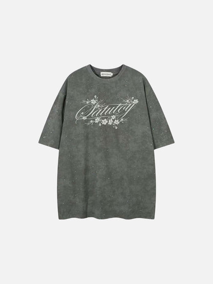 DAXUEN Oversized crew neck t-shirt with floral graphic
