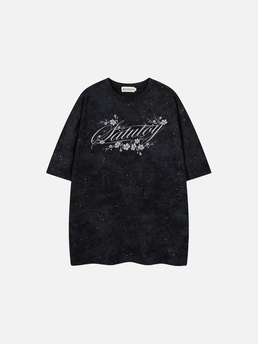 DAXUEN Oversized crew neck t-shirt with floral graphic