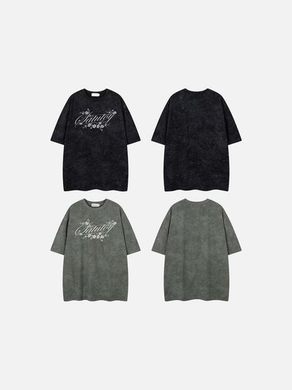 DAXUEN Oversized crew neck t-shirt with floral graphic