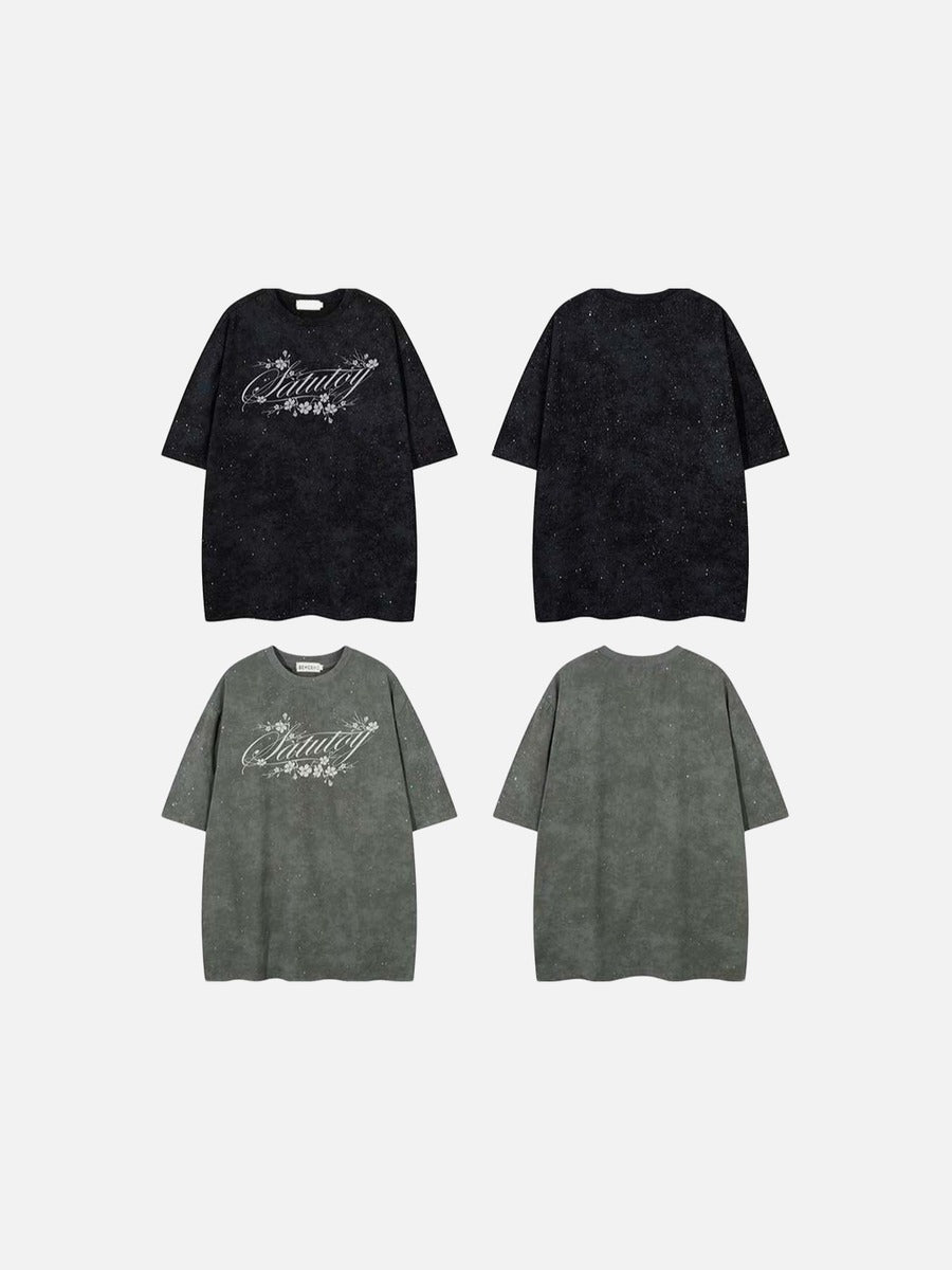 DAXUEN Oversized crew neck t-shirt with floral graphic