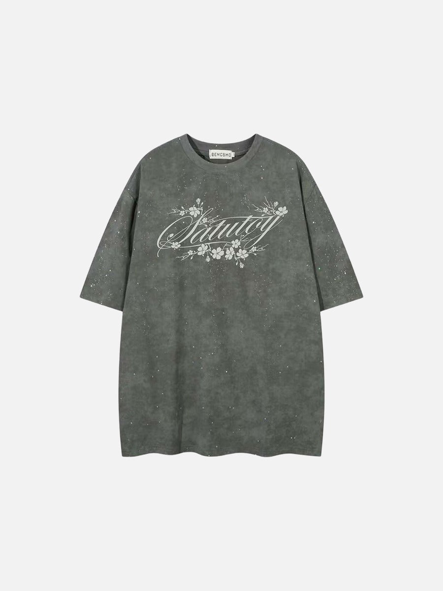 DAXUEN Oversized crew neck t-shirt with floral graphic