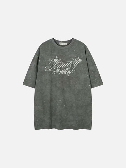 DAXUEN Oversized crew neck t-shirt with floral graphic