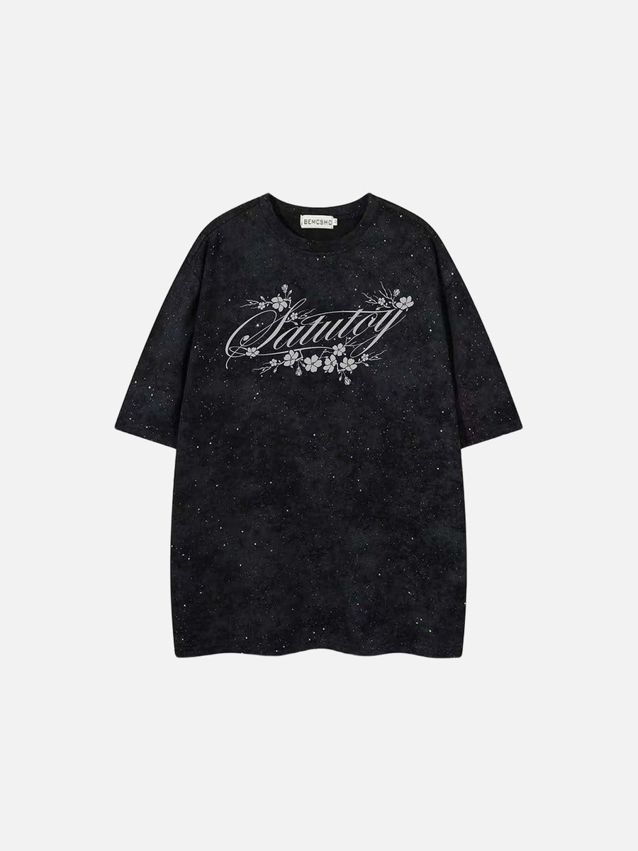 DAXUEN Oversized crew neck t-shirt with floral graphic