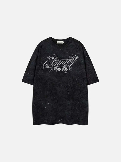 DAXUEN Oversized crew neck t-shirt with floral graphic