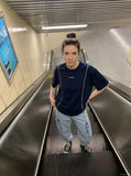DAXUEN STMRGclub graphic oversized t-shirt — model photo