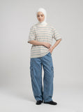 DAXUEN Striped short-sleeve crew neck t-shirt — model photo
