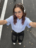 DAXUEN DAXUEN Striped Button-Up Shirt for Casual Summer Style — model photo