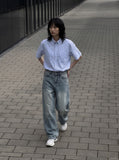 DAXUEN striped-button-up-shirt-casual-summer-fit — model photo