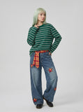 DAXUEN Relaxed-fit long sleeve t-shirt with stripes — model photo