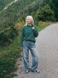 DAXUEN Relaxed-fit long sleeve t-shirt with stripes — model photo