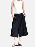 DAXUEN black structured wide-leg capris