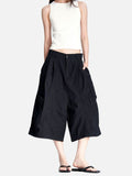 DAXUEN black structured wide-leg capris