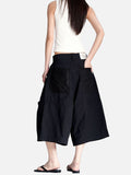 DAXUEN black structured wide-leg capris