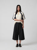 DAXUEN black structured wide-leg capris — model photo