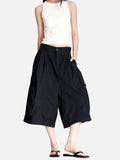 DAXUEN black structured wide-leg capris