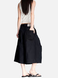 DAXUEN black structured wide-leg capris