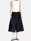DAXUEN black structured wide-leg capris