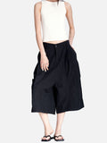 DAXUEN black structured wide-leg capris
