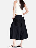 DAXUEN black structured wide-leg capris
