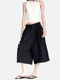 DAXUEN black structured wide-leg capris
