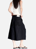 DAXUEN black structured wide-leg capris