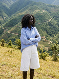 DAXUEN white structured wide-leg culotte shorts — model photo