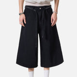 DAXUEN blue wide-leg denim shorts with studded waistband
