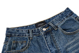 DAXUEN blue wide-leg denim shorts with studded waistband
