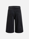 DAXUEN blue wide-leg denim shorts with studded waistband