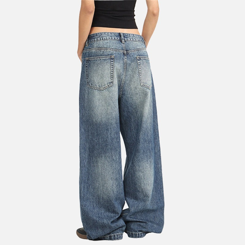 DAXUEN Distressed wide-leg jeans with pyramid studs