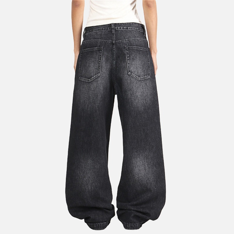 DAXUEN Distressed wide-leg jeans with pyramid studs