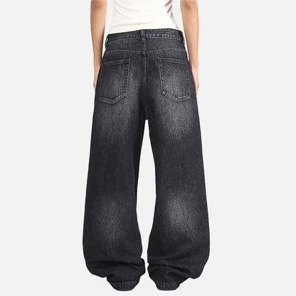 DAXUEN Distressed wide-leg jeans with pyramid studs