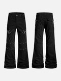 DAXUEN Black wide-leg pants with decorative zippers and studs