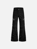 DAXUEN Black wide-leg pants with decorative zippers and studs