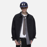 DAXUEN black workwear jacket with brass zipper