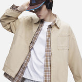 DAXUEN black workwear jacket with brass zipper