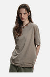 DAXUEN black oversized stylized chest graphic T-shirt