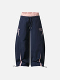 DAXUEN navy blue wide-leg cargo pants with pink accents
