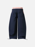 DAXUEN navy blue wide-leg cargo pants with pink accents