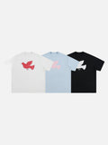 DAXUEN white oversized stylized dove graphic t-shirt